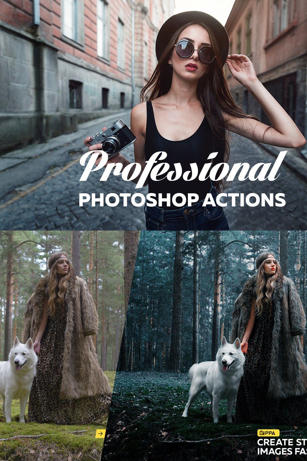 Professional Photoshop Actions pinterest preview image.