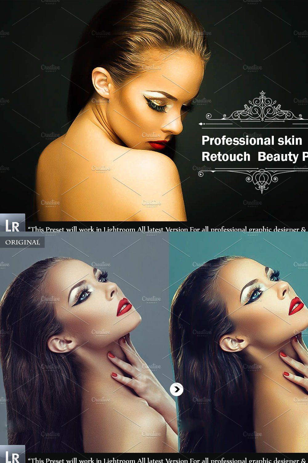 Professional skin Retouch Preset pinterest preview image.