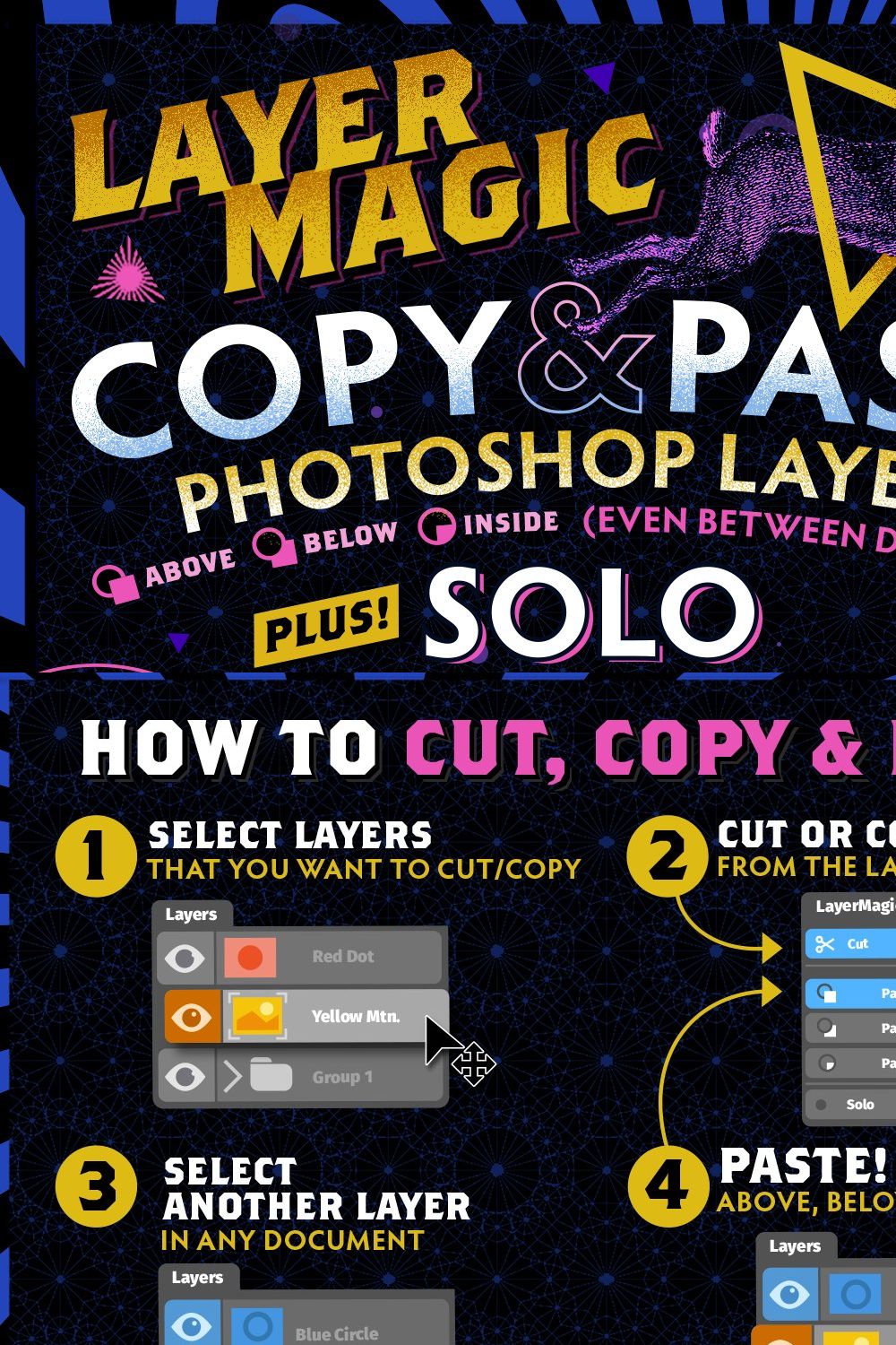 PS LayerMagic-Solo Layers and MORE pinterest preview image.