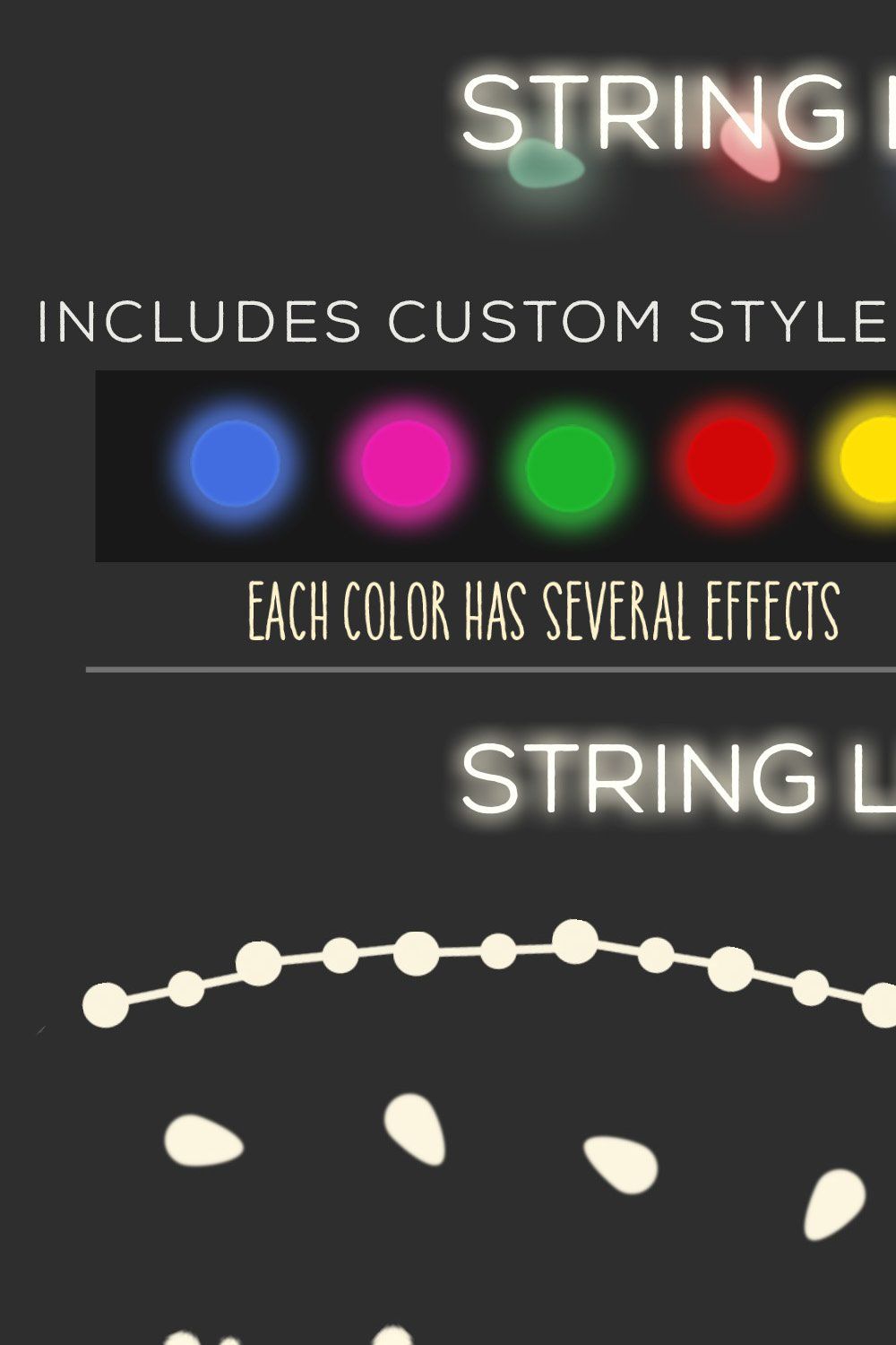 PS String Lights Brushes & Styles pinterest preview image.
