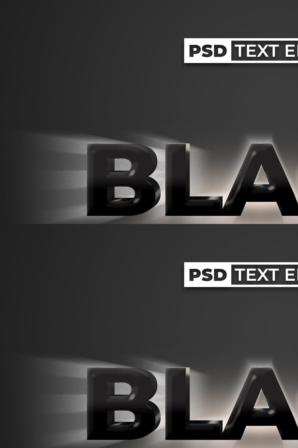PSD Black Text Effect Back Light pinterest preview image.