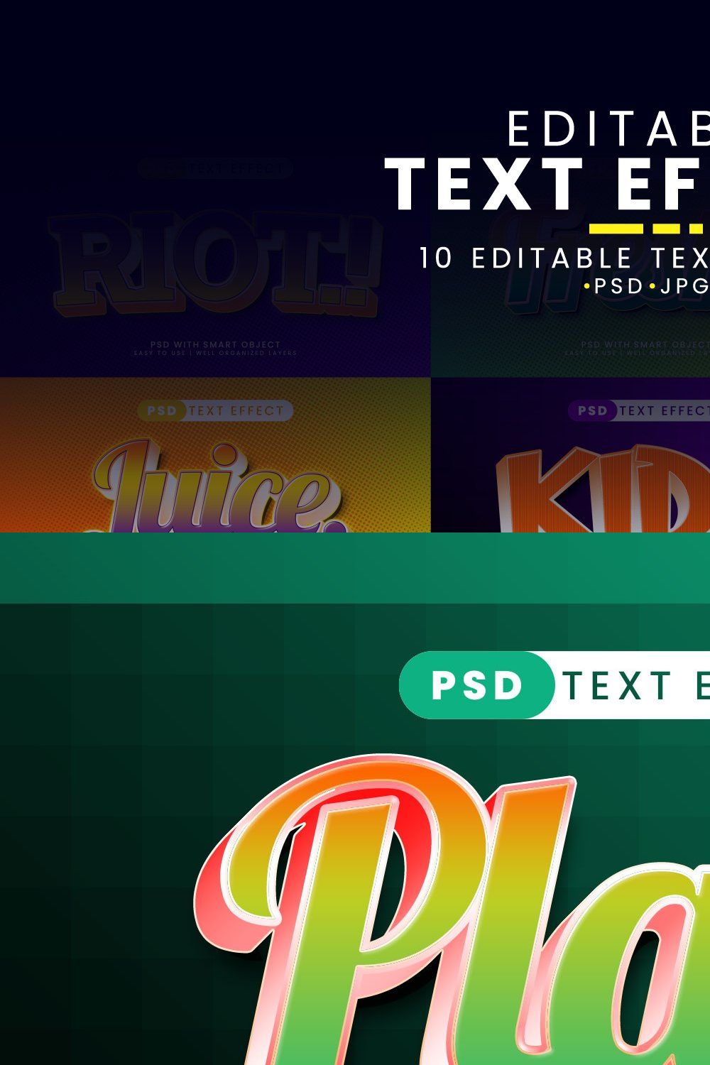 PSD Editable Text Effect Vol. 3 pinterest preview image.