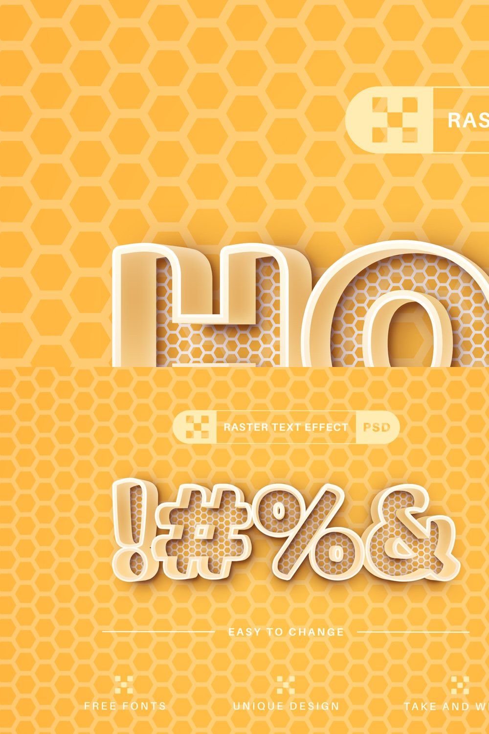 PSD Honey - Editable Text Effect pinterest preview image.