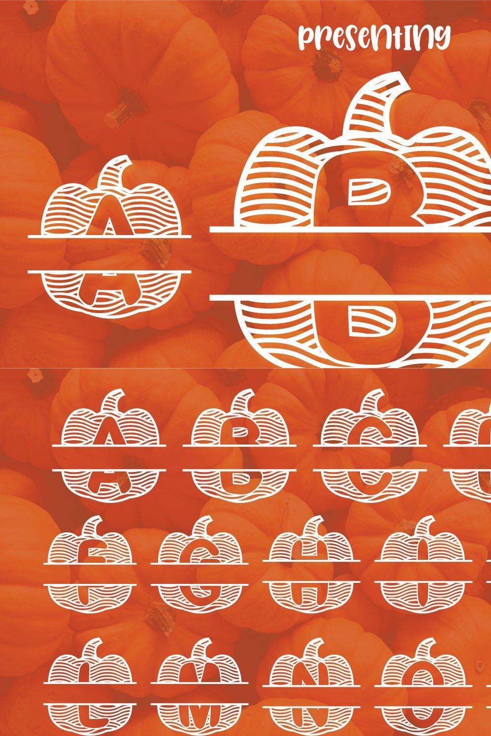 Pumpkin Monogram Font pinterest preview image.