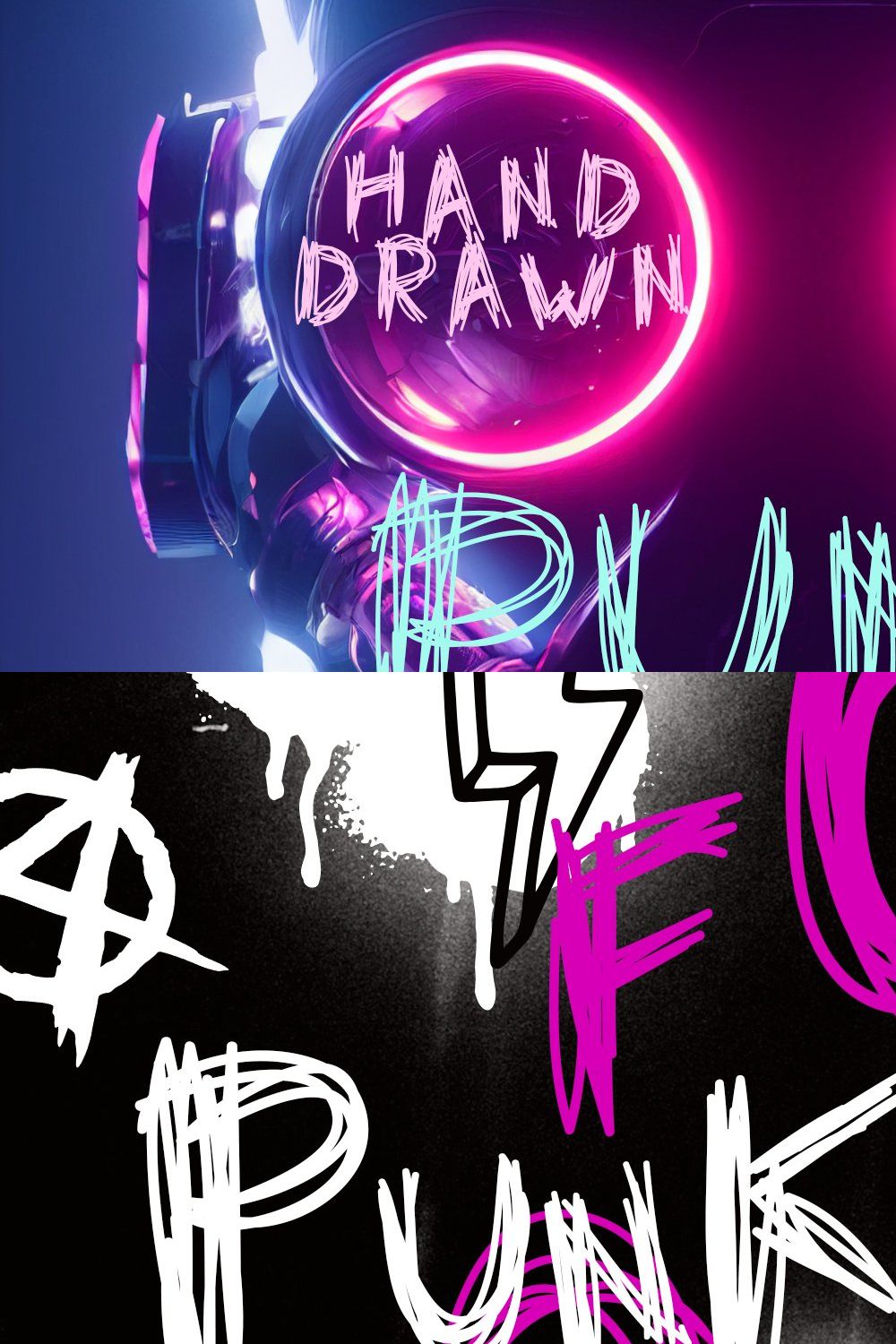 Punk trendy hand drawn font-Punkiest pinterest preview image.