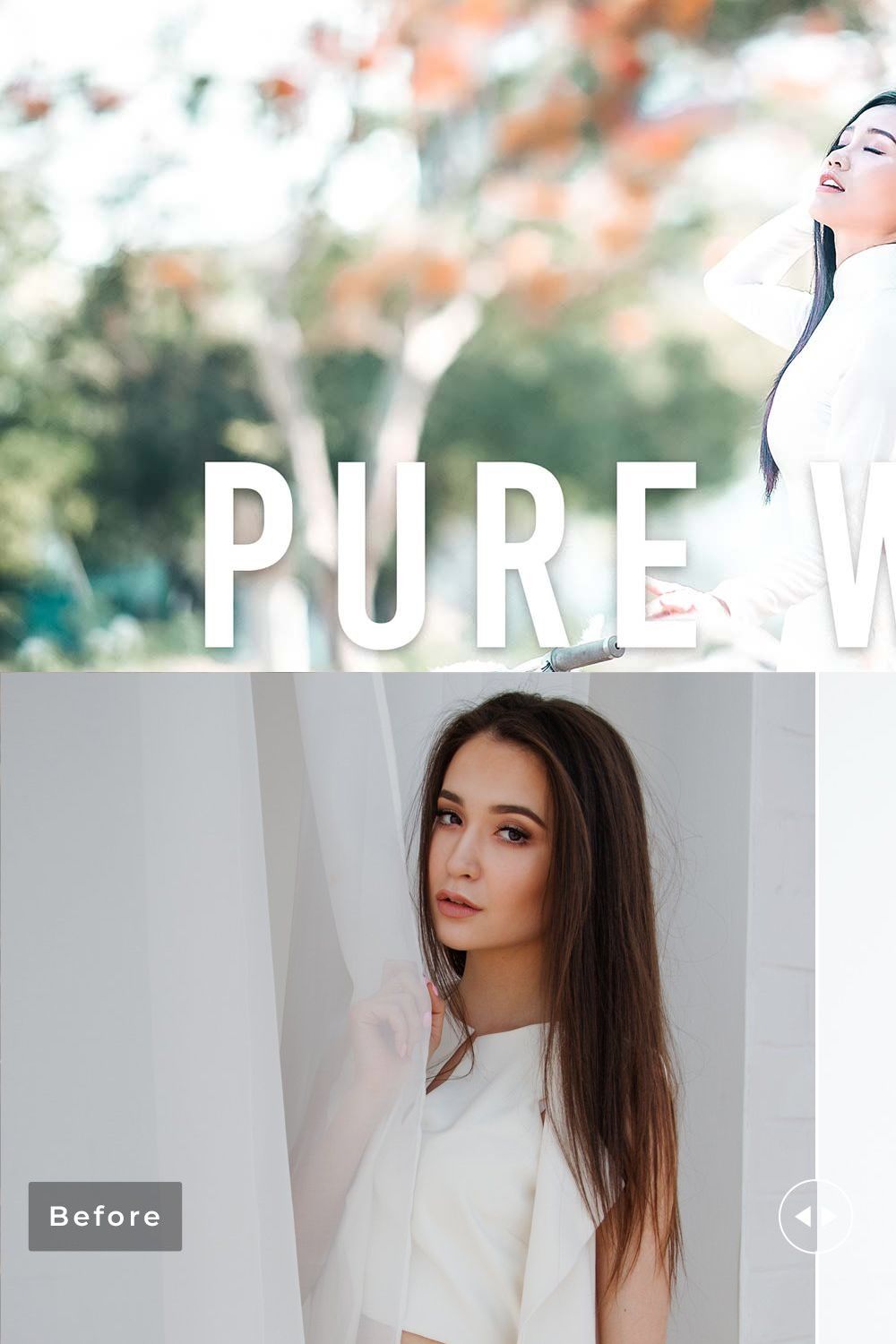 Pure White Pro Lightroom Presets pinterest preview image.