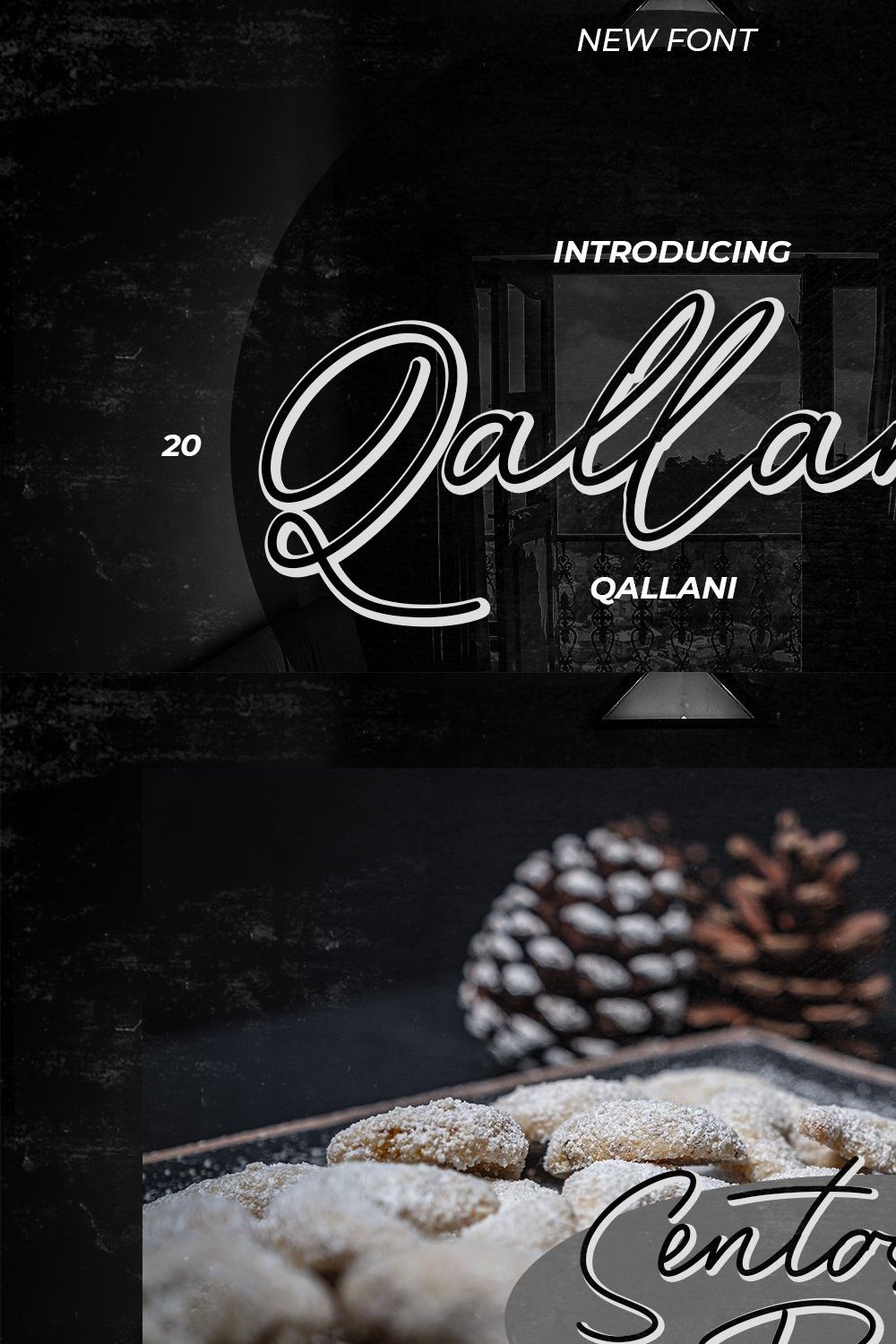 Qallani Script Font pinterest preview image.