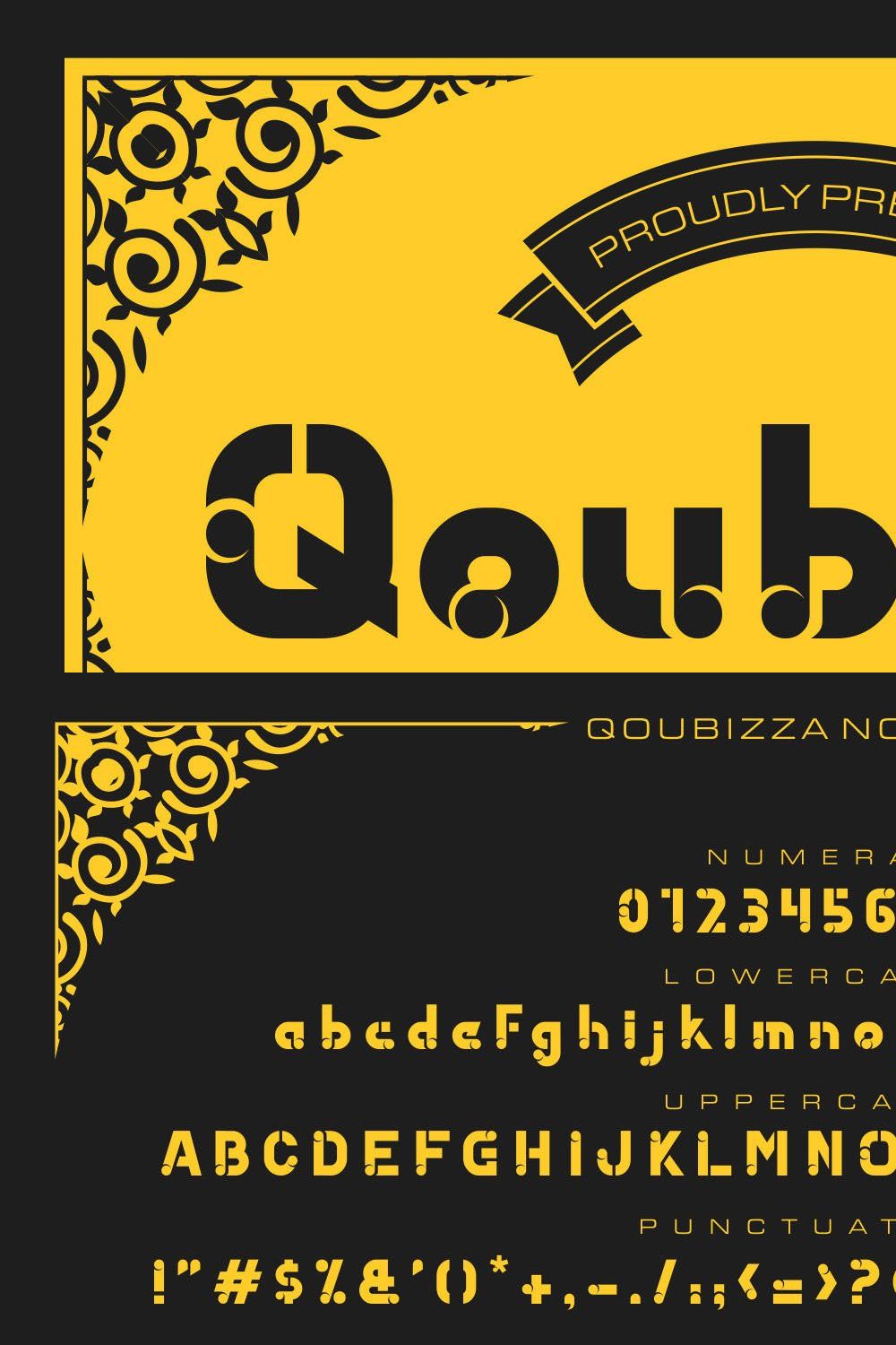 Qoubizza - Decoratiove Font pinterest preview image.