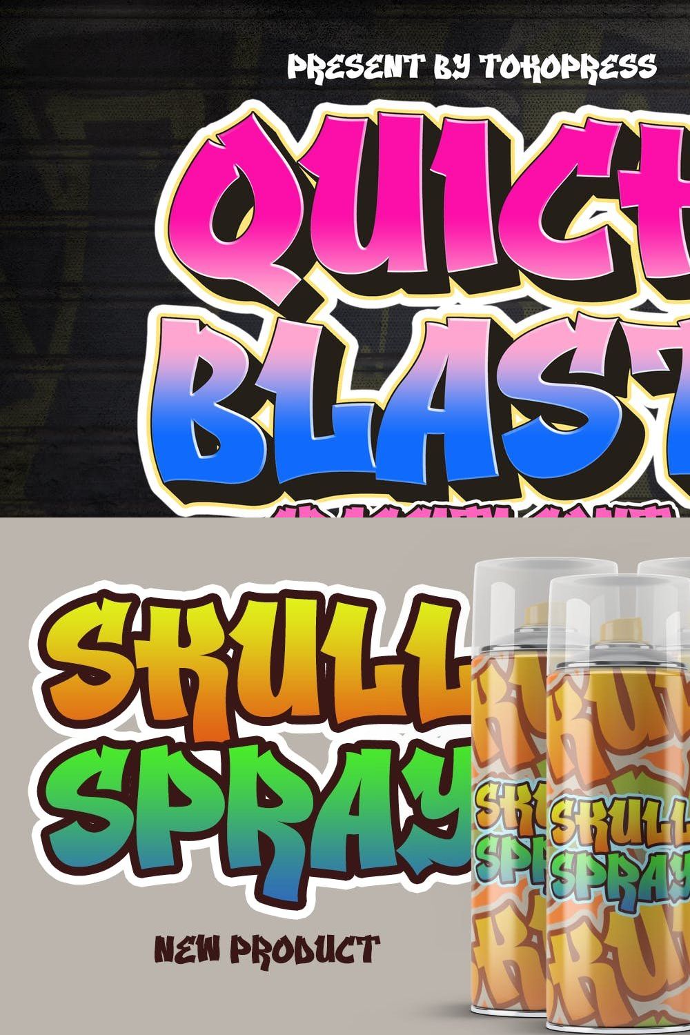 Quick Blast - Bold Graffiti font pinterest preview image.