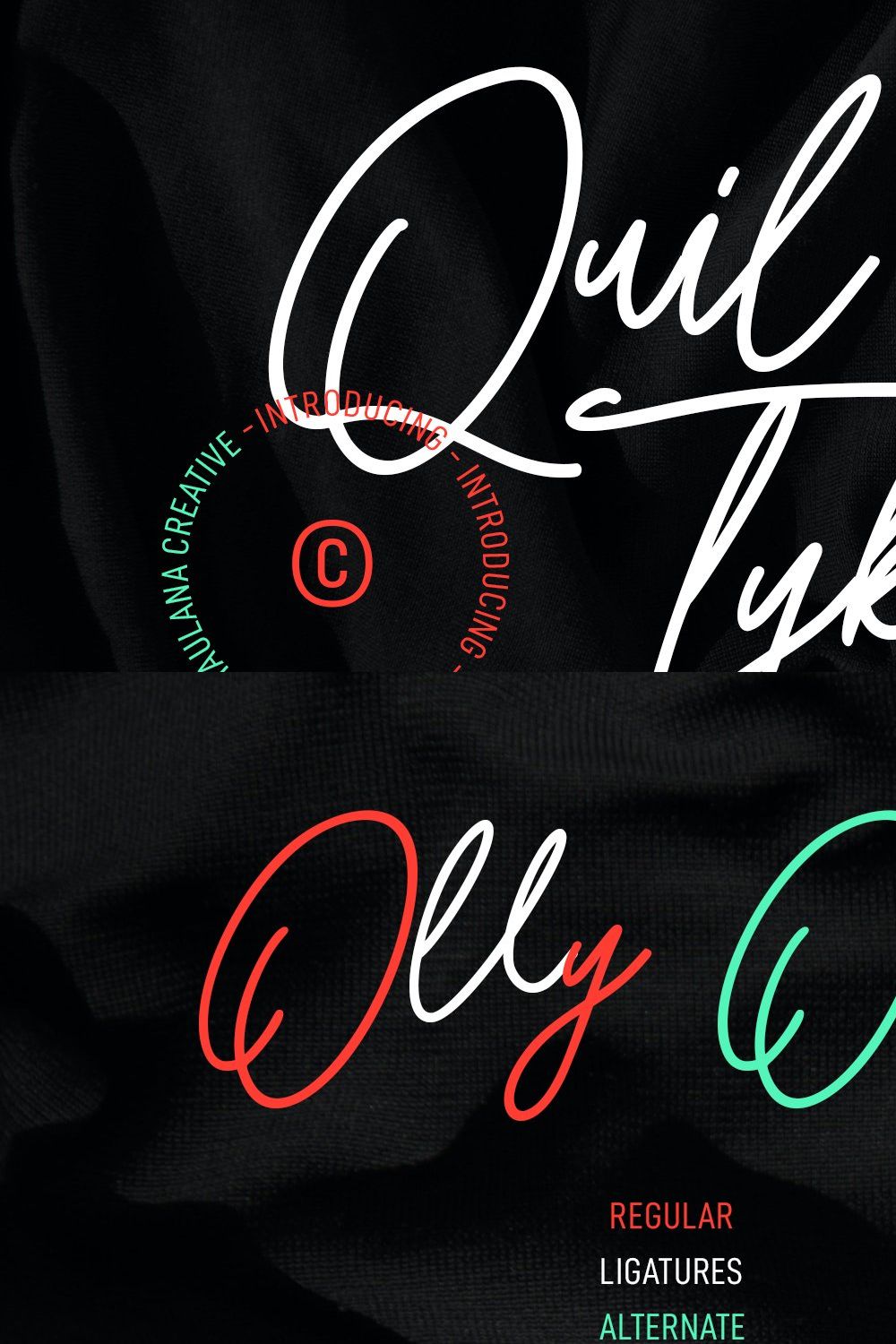 Quiltyks Script Font pinterest preview image.