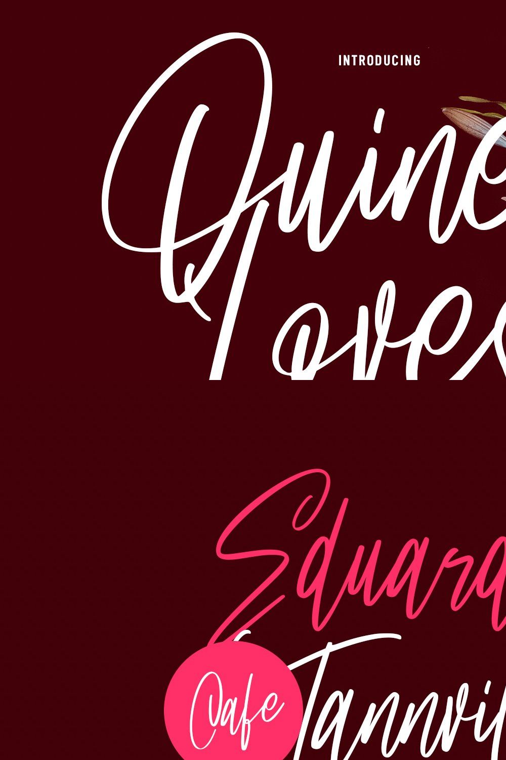 Quiney Loves Signature Script Font pinterest preview image.