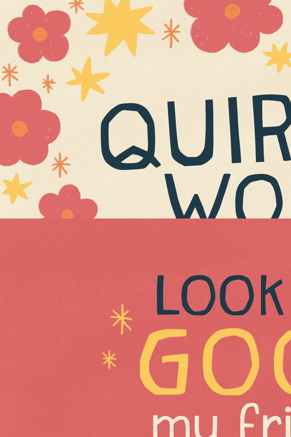 Quirky Wonky - Handwritten font pinterest preview image.
