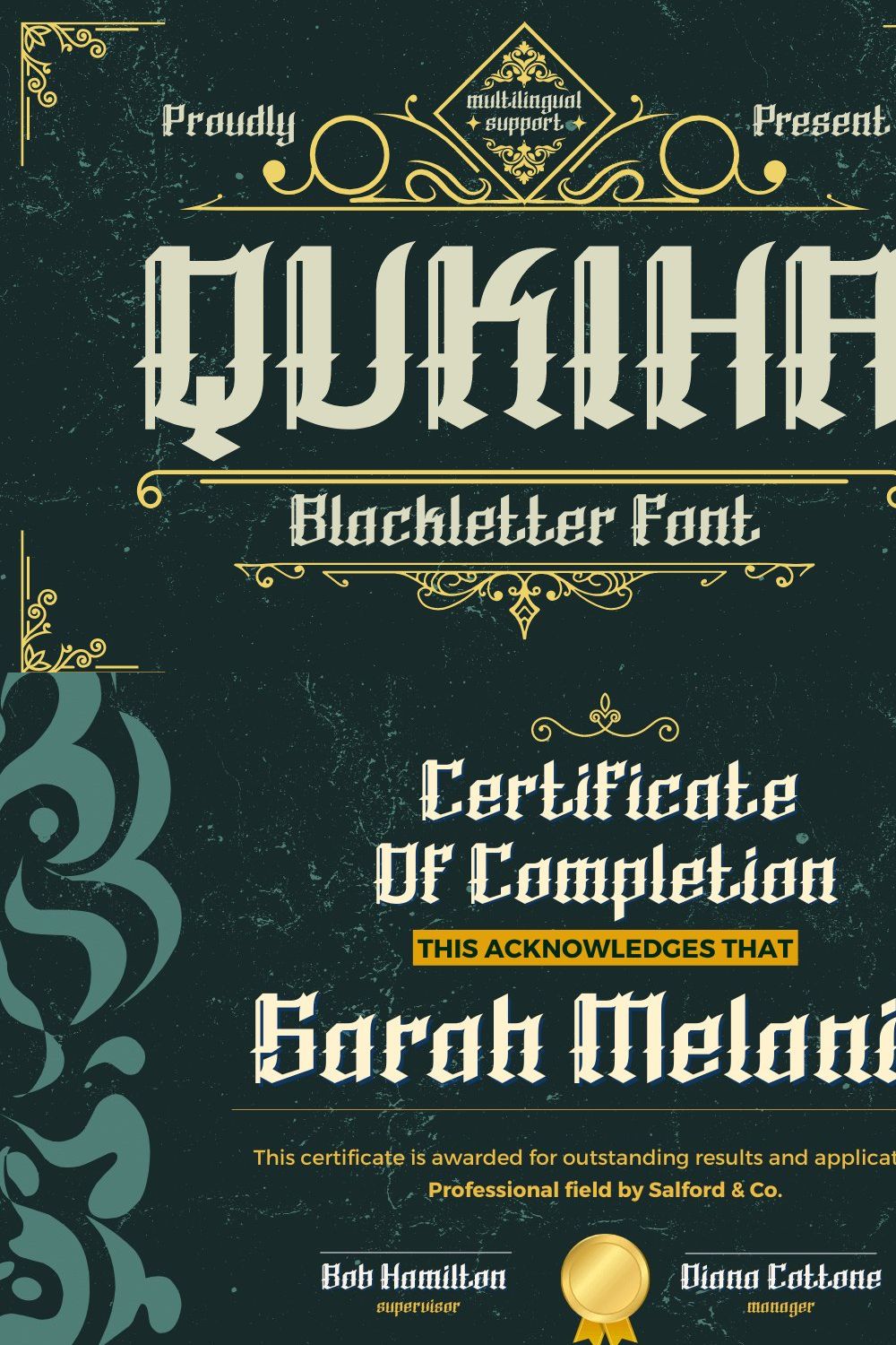 QUKIHA Blackletter font pinterest preview image.