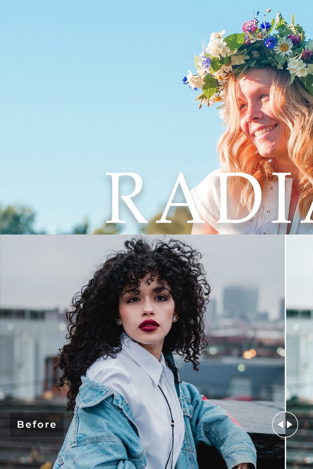 Radiant Pro Lightroom Presets pinterest preview image.