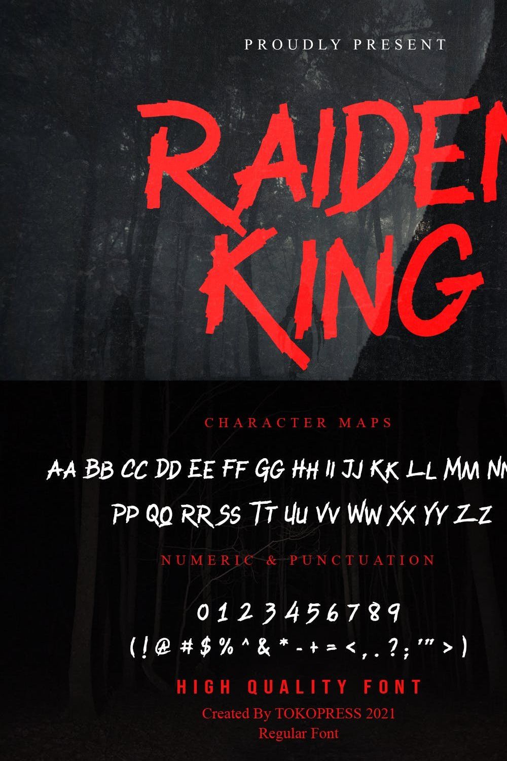 RAIDEN KING - Brush font pinterest preview image.