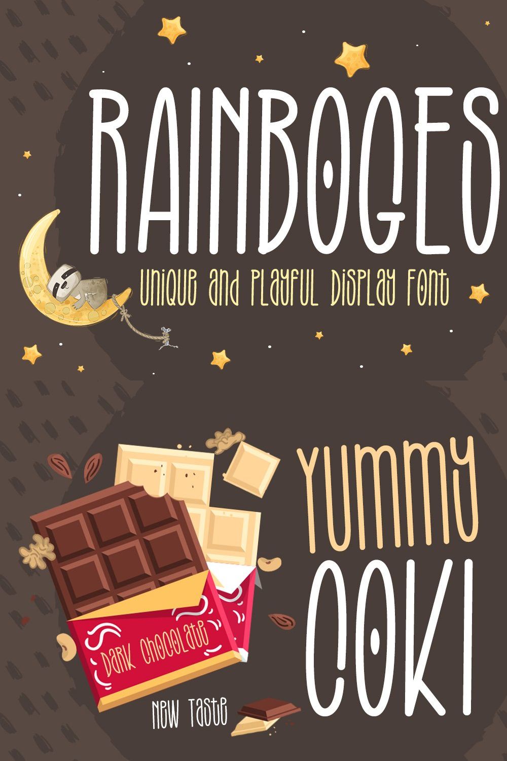 Rainboges - Fun Display Font pinterest preview image.