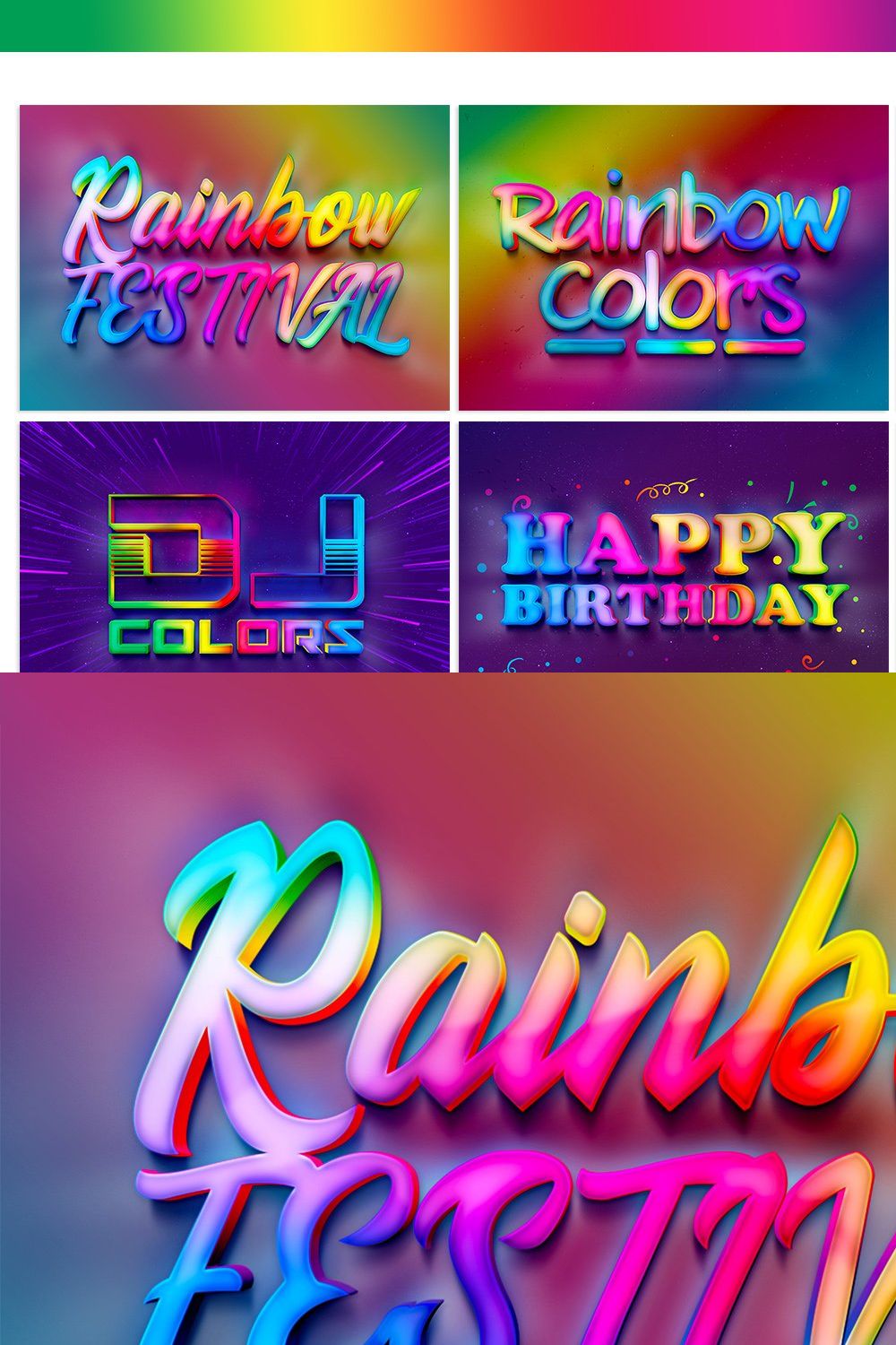 Rainbow Colors Photoshop Text Effect pinterest preview image.