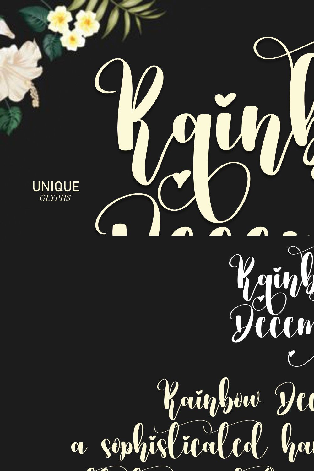 Rainbow December | Script font pinterest preview image.