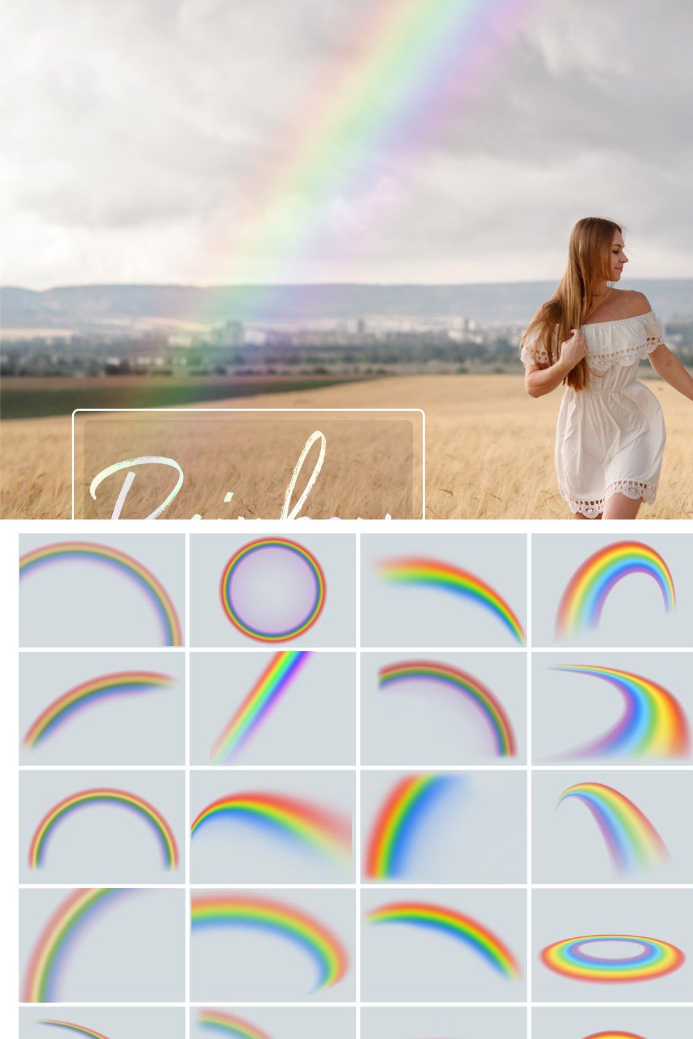 Rainbow Natural Light Overlays pinterest preview image.