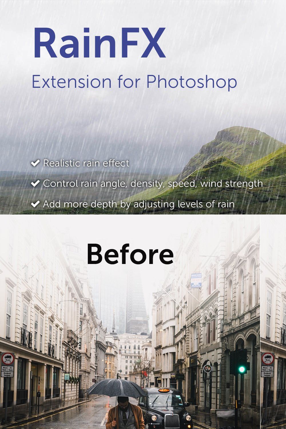 RainFX - Photoshop Extension pinterest preview image.