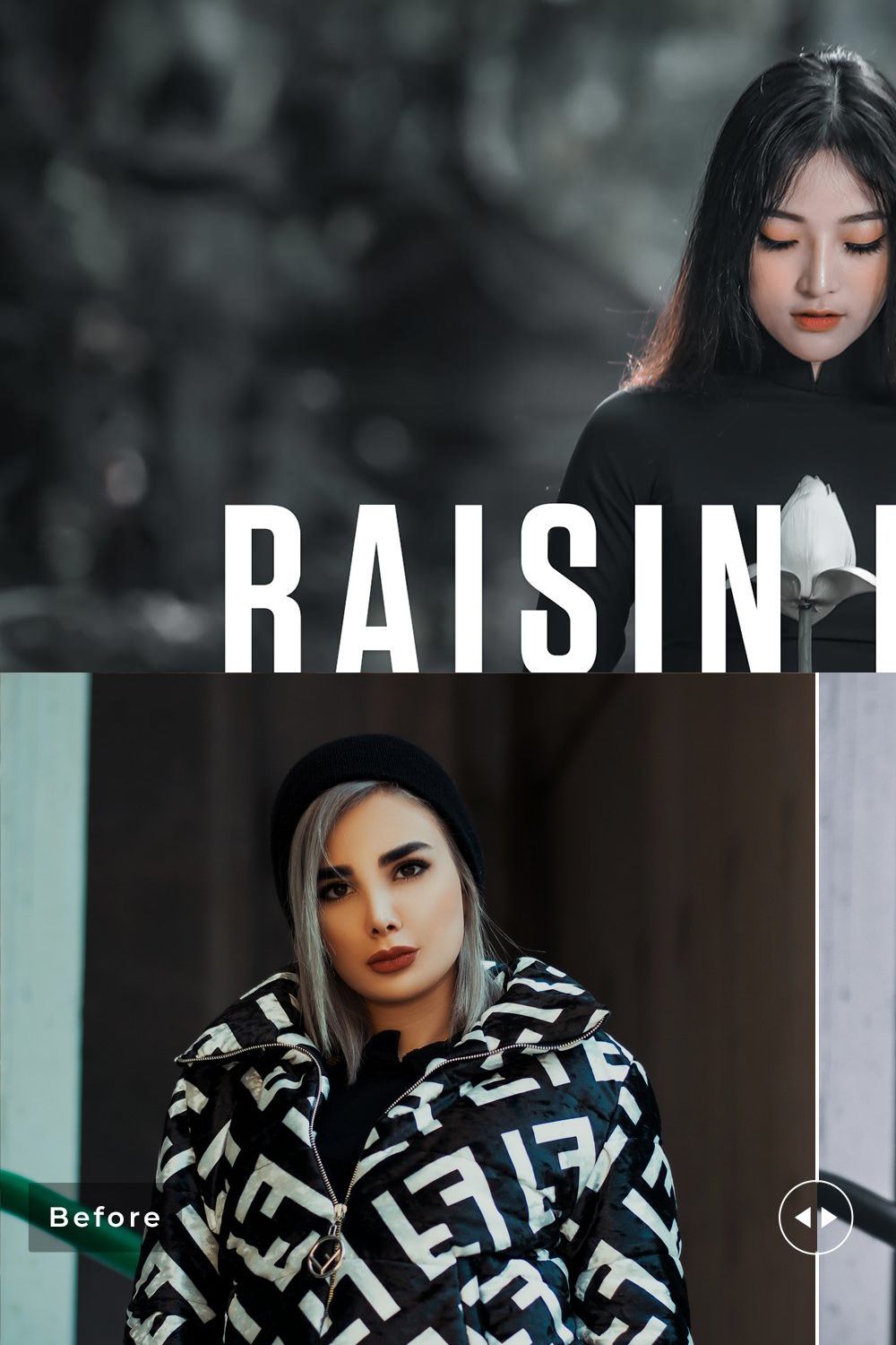 Raisin Black Pro Lightroom Presets pinterest preview image.