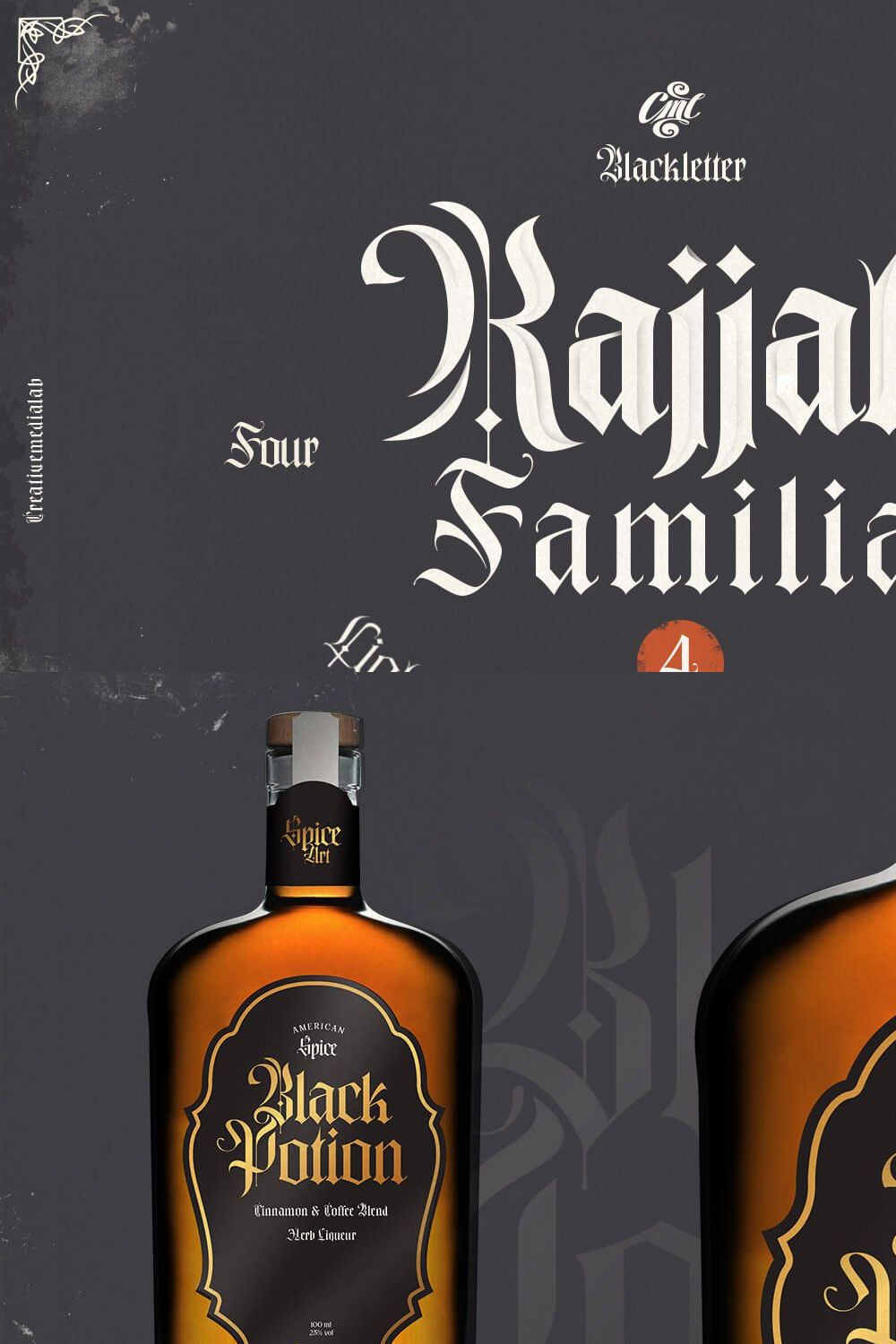 Rajjah Familia - Blackletter family pinterest preview image.