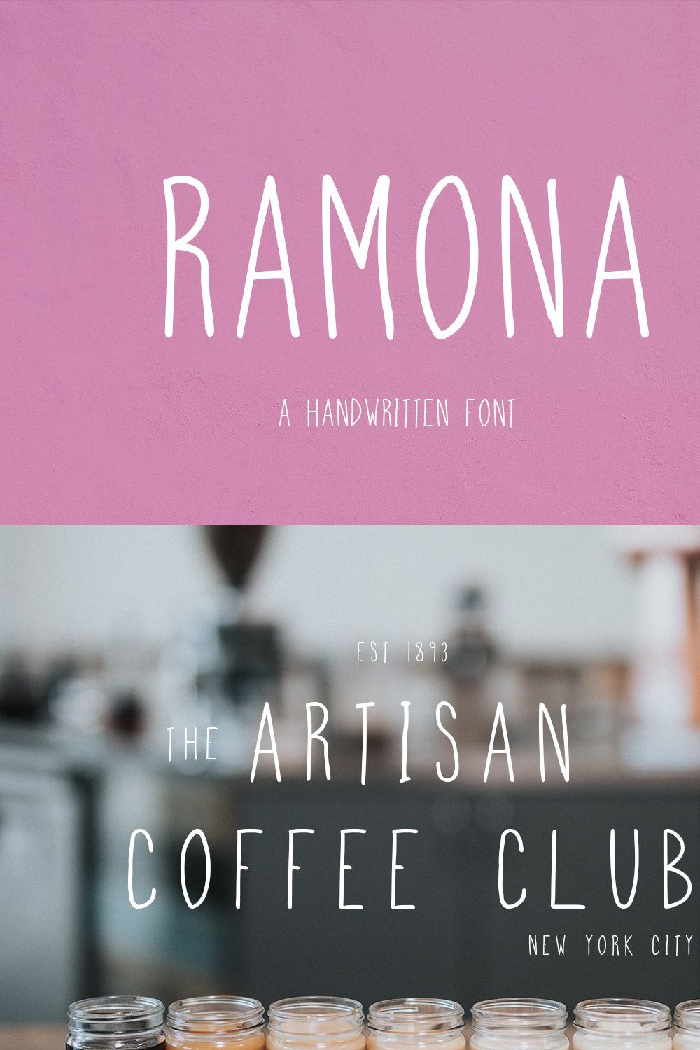 Ramona | A Handwritten Font pinterest preview image.