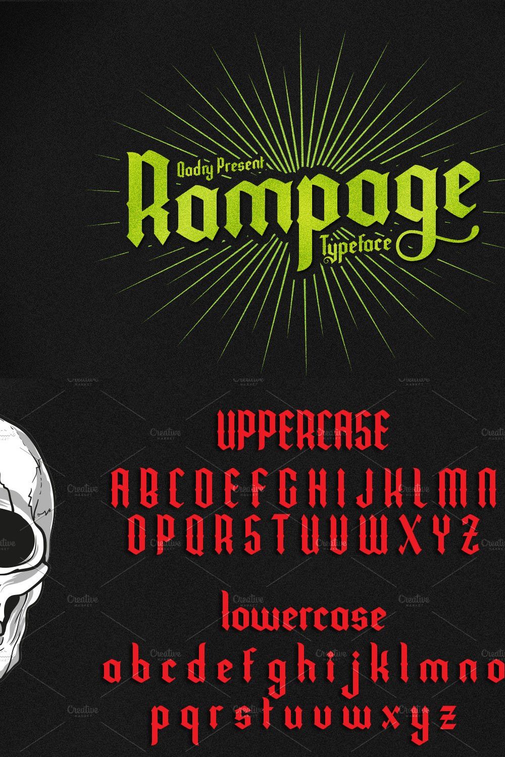 Rampage Font pinterest preview image.