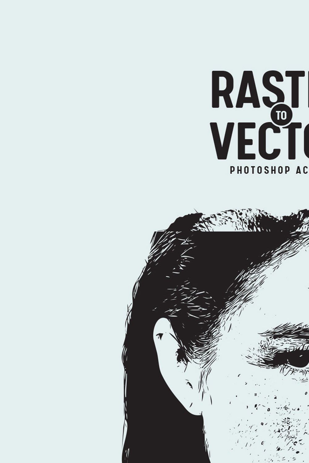 Raster to Vector Photoshop Action pinterest preview image.