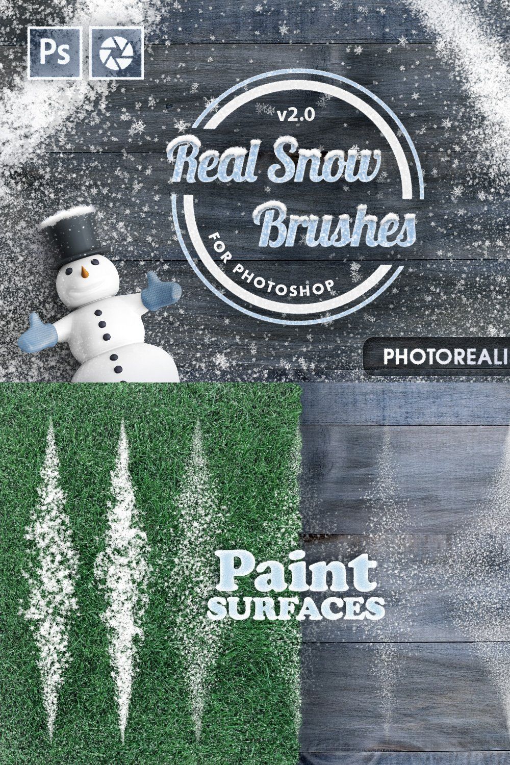 Real Snow Brushes for Photoshop pinterest preview image.