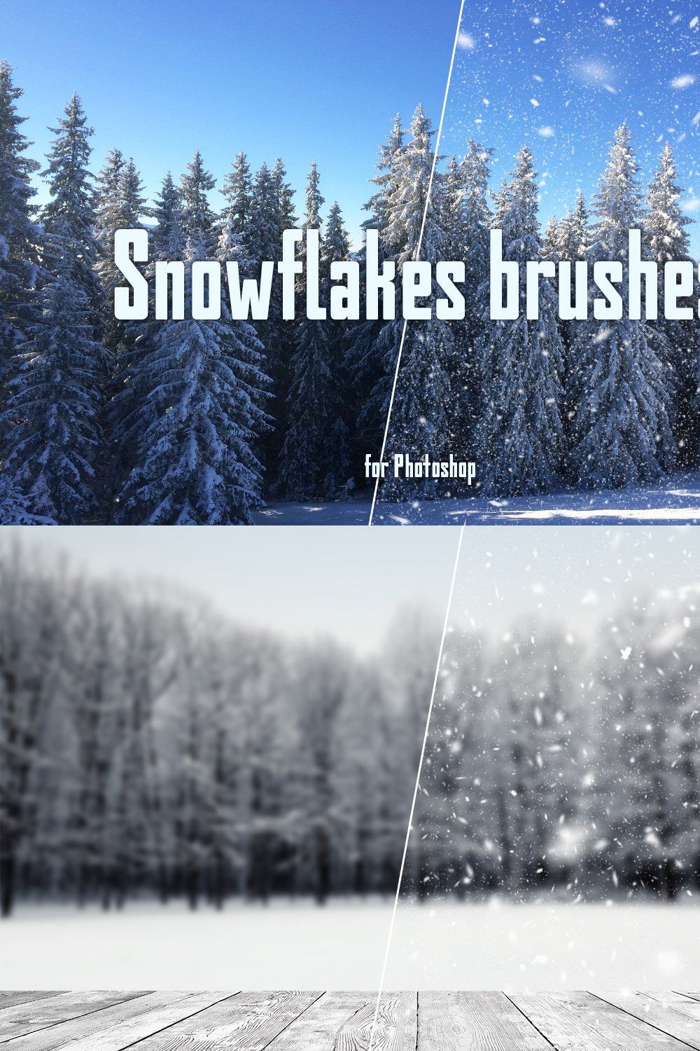 Real snowflakes brush pinterest preview image.