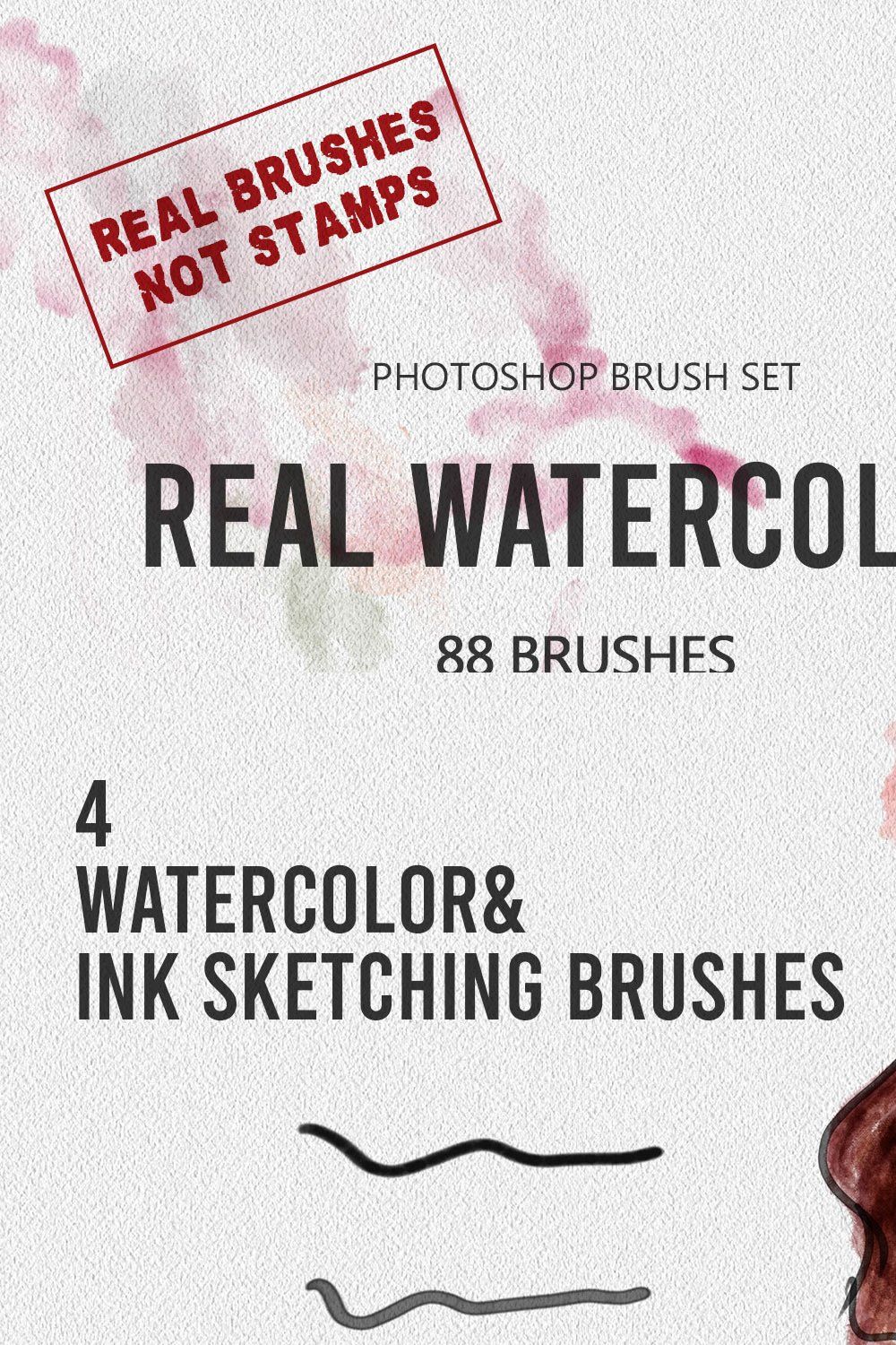 Real Watercolor Photoshop Brushes pinterest preview image.