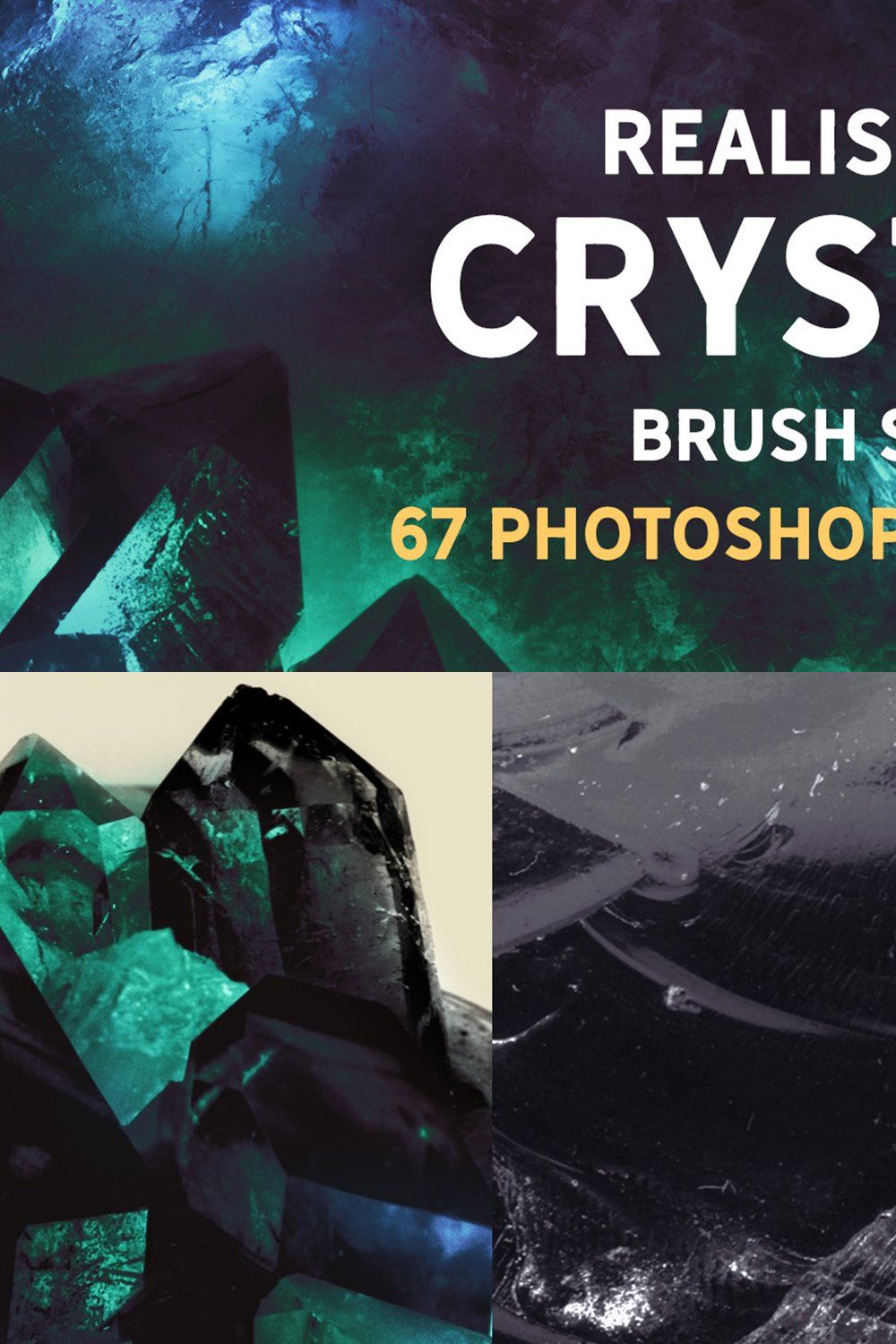 Realistic Crystal brush set pinterest preview image.