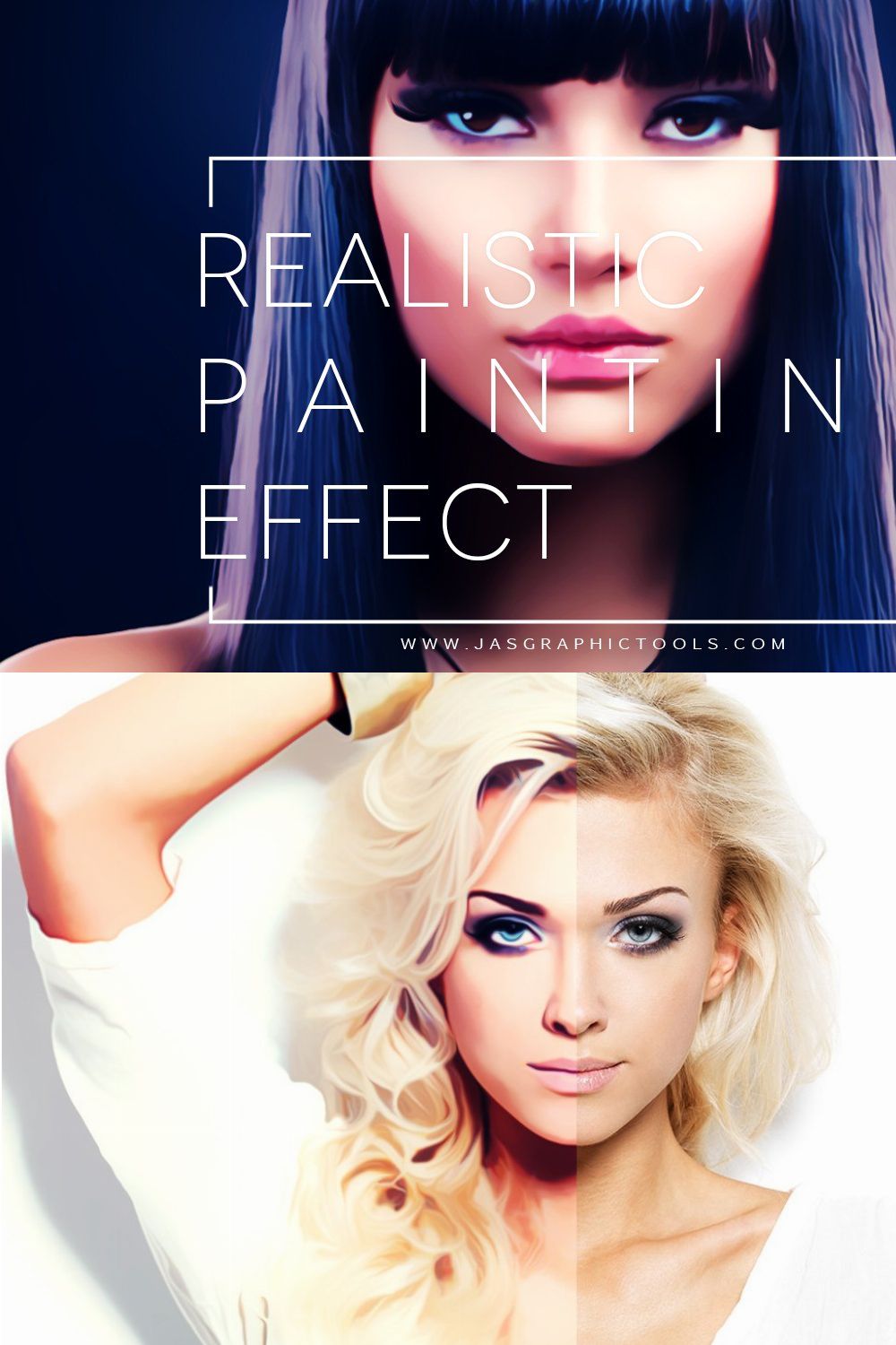 Realistic Painting Effect V.1 PS ATN pinterest preview image.