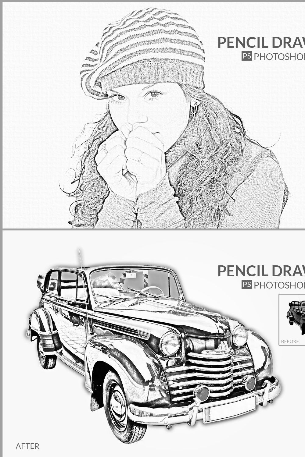Realistic pencil drwaing action pinterest preview image.