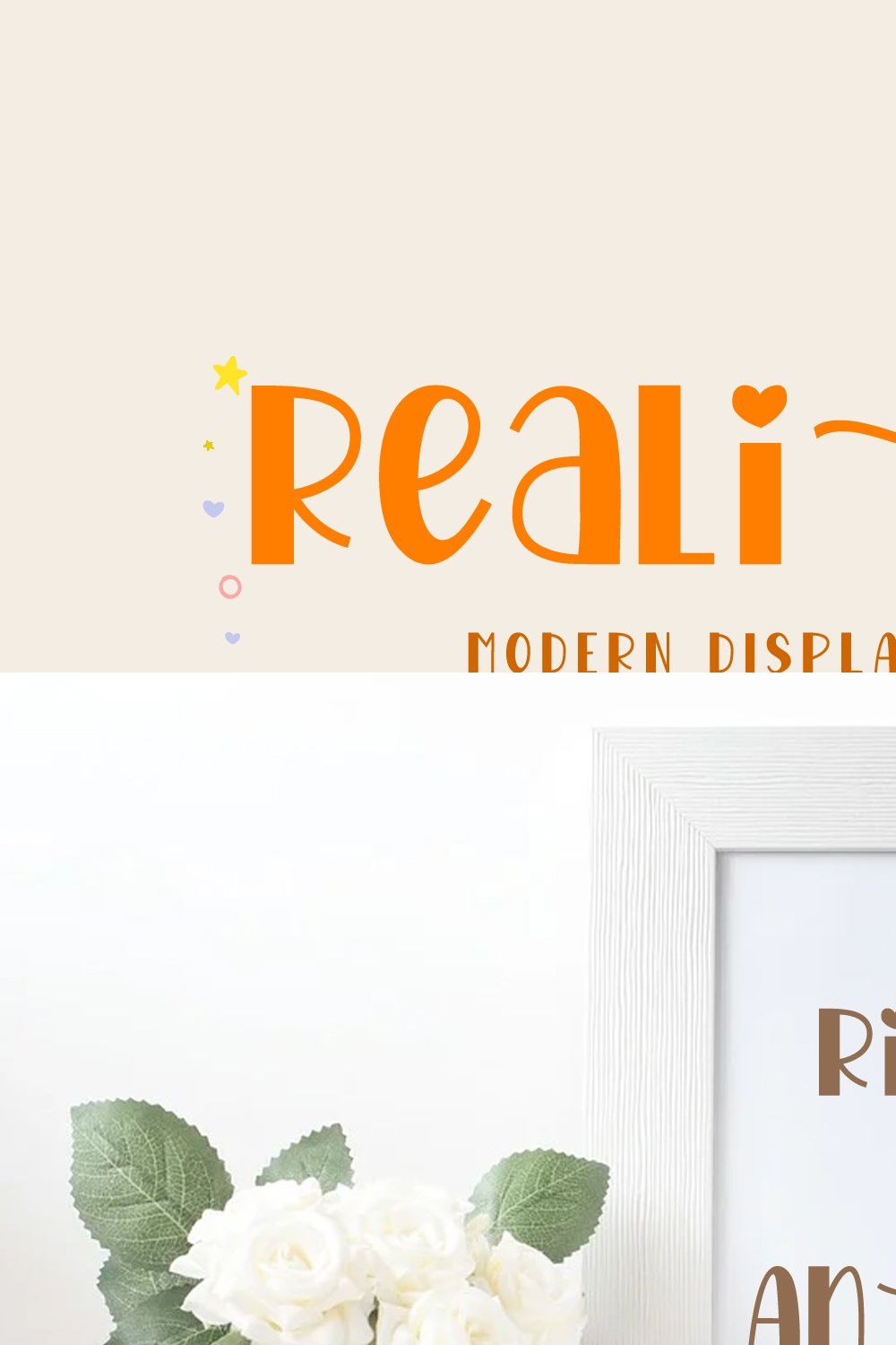 Realities - Modern Display Font pinterest preview image.