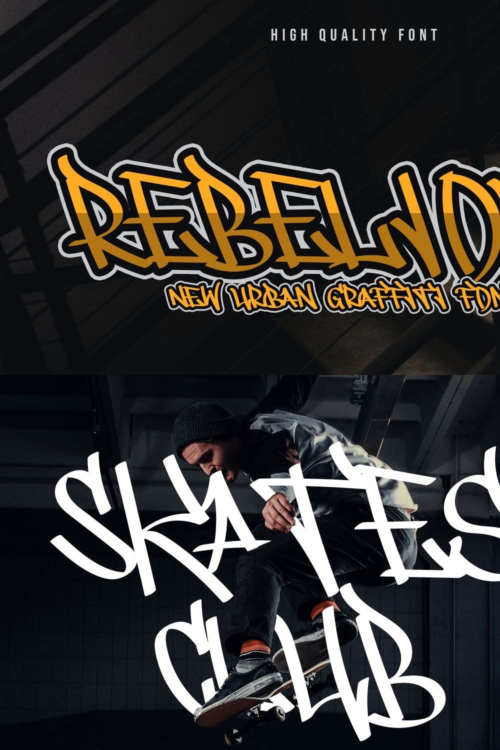 REBELIOUS - Powerful Graffiti font pinterest preview image.