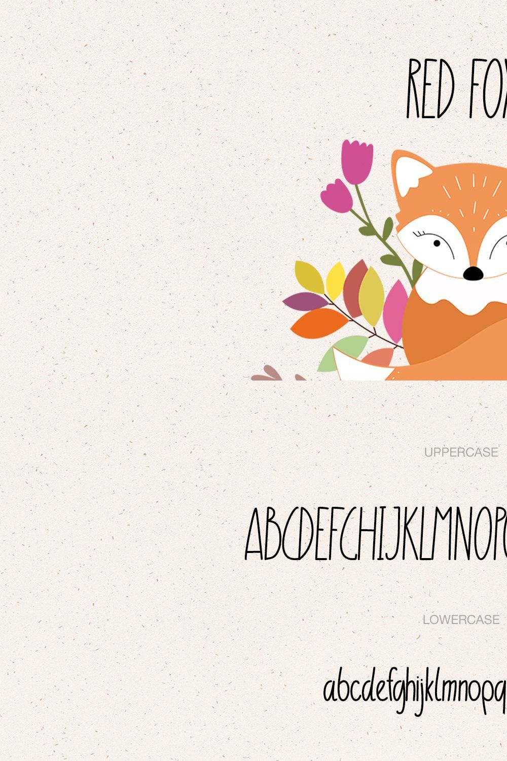 Red Fox Cute font - Kids font pinterest preview image.