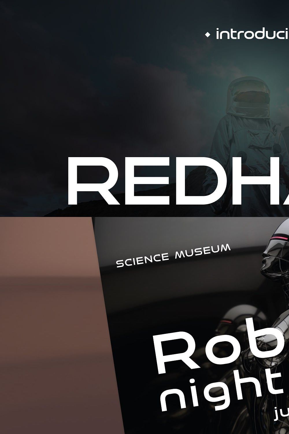 Redhawk - Futurist Typeface pinterest preview image.