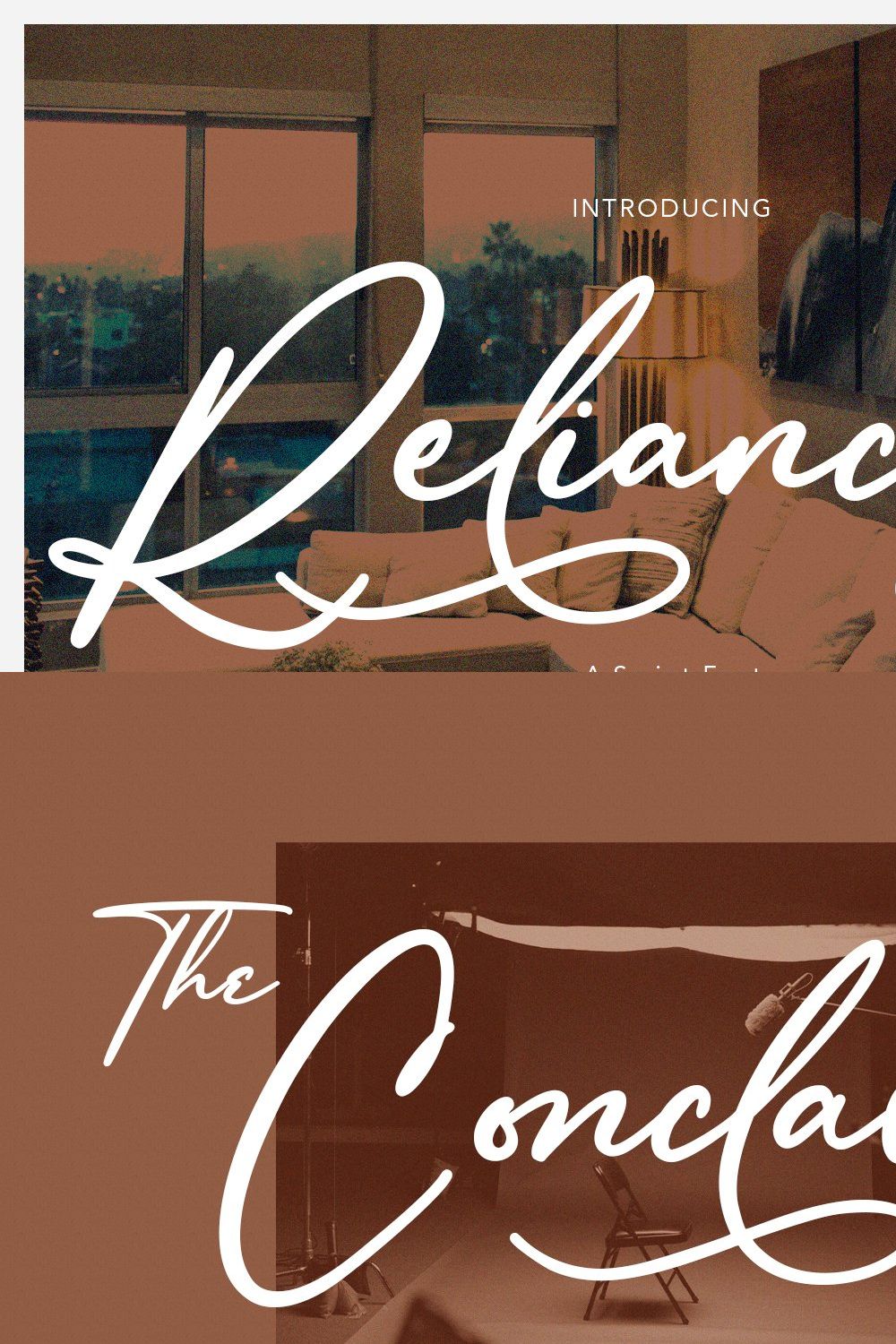 Reliances Script Font pinterest preview image.