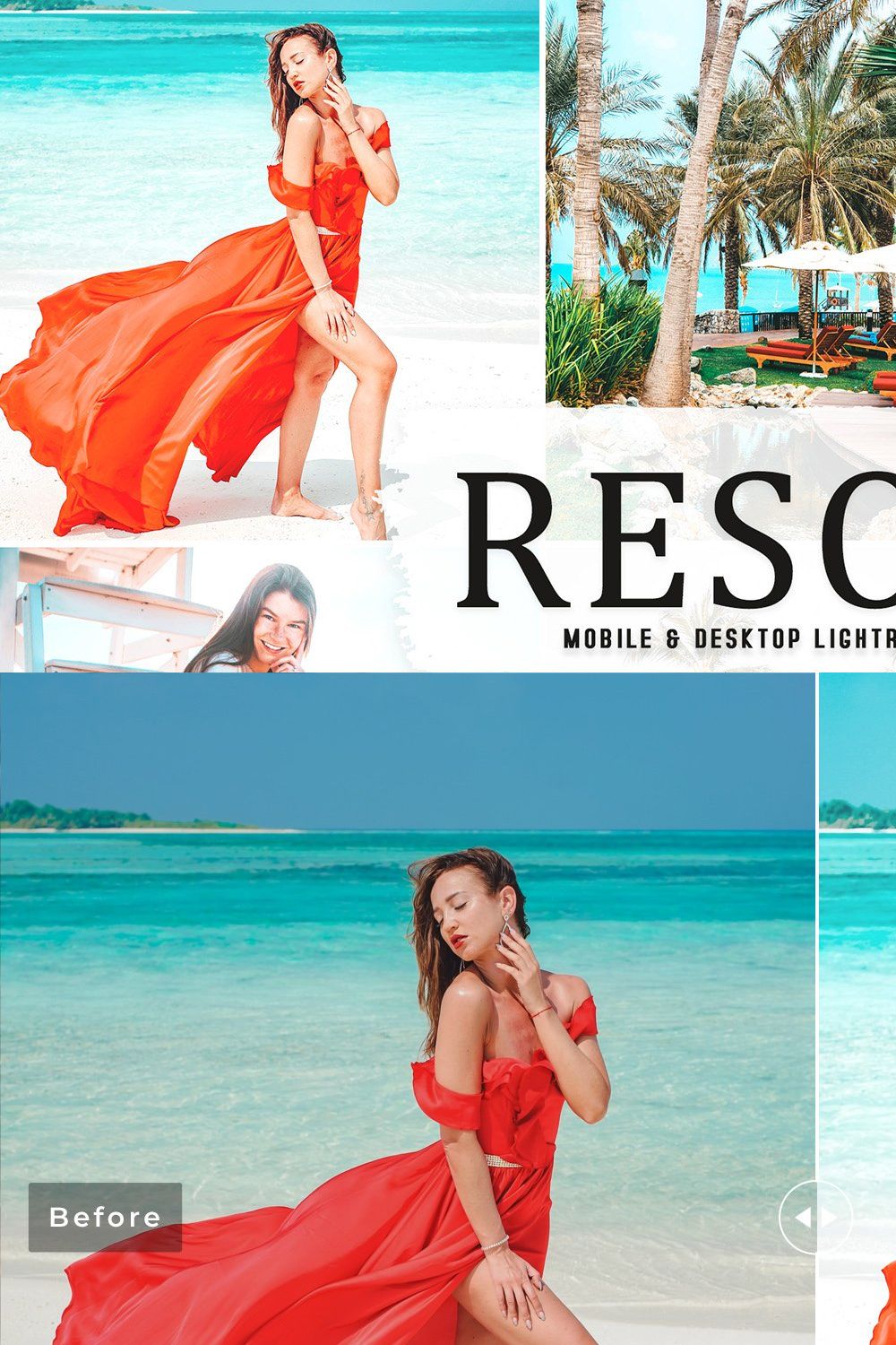 Resort Pro Lightroom Presets pinterest preview image.