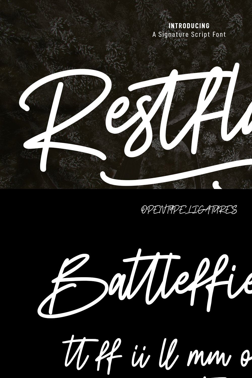 Restfaws Signature Script Font pinterest preview image.