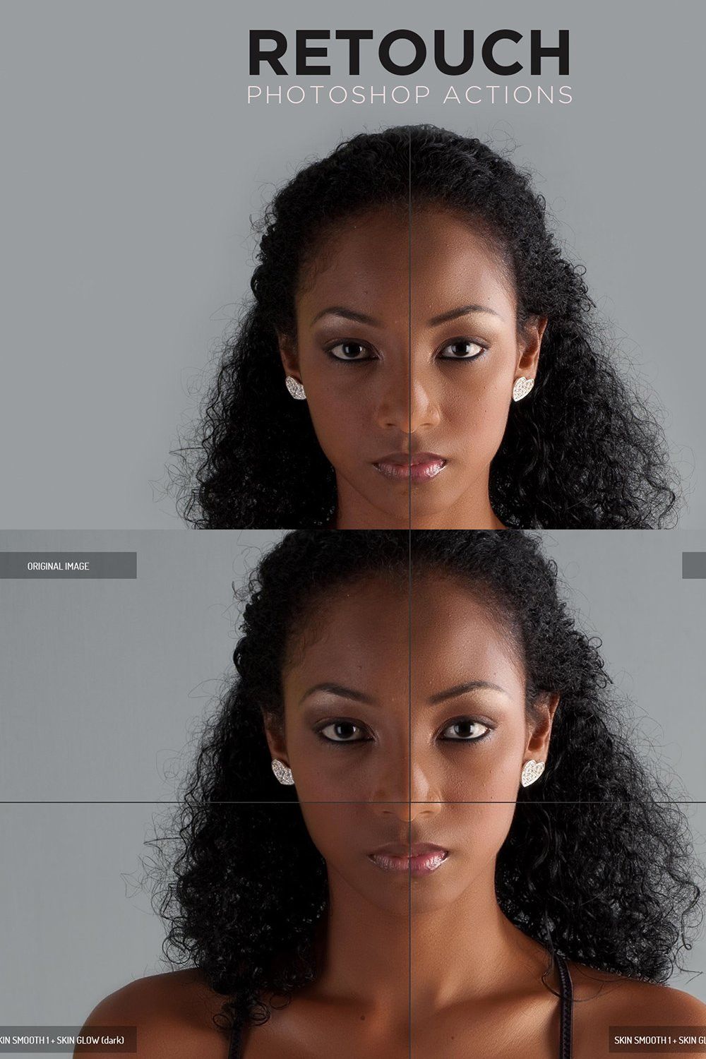Retouch Photoshop Actions pinterest preview image.
