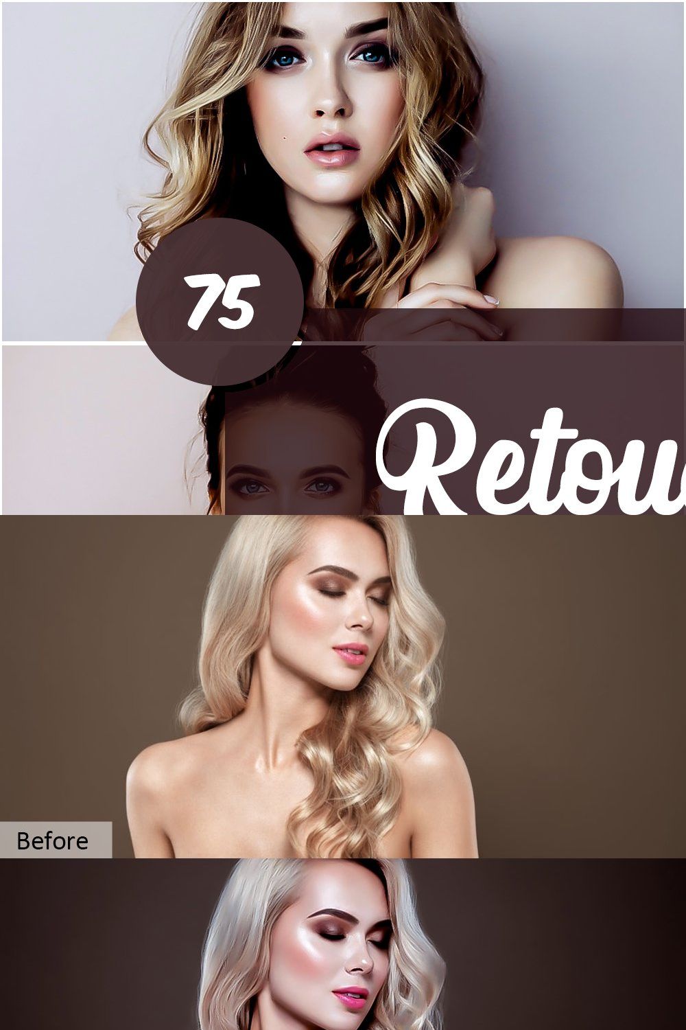 Retouching Photoshop Actions pinterest preview image.