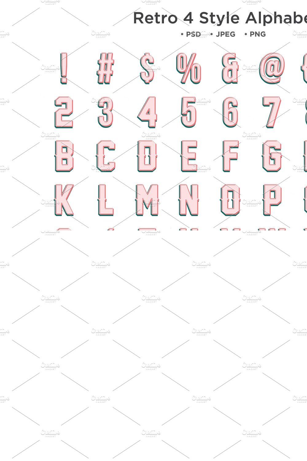 Retro 4 Style Alphabet Typography pinterest preview image.