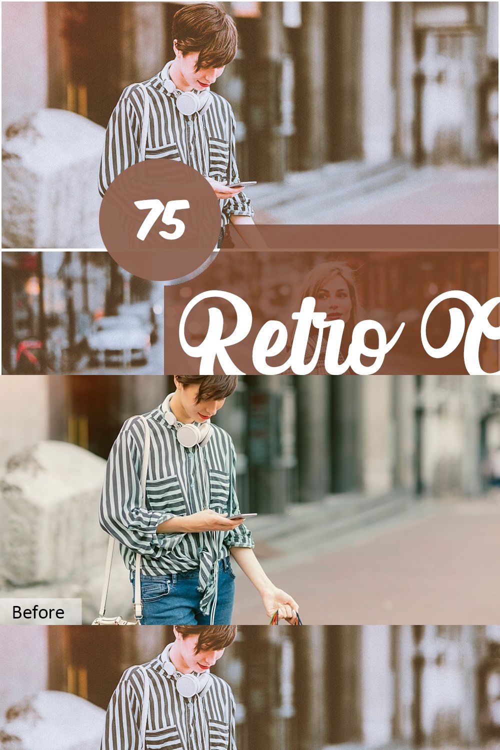 Retro Collection Photoshop Actions pinterest preview image.