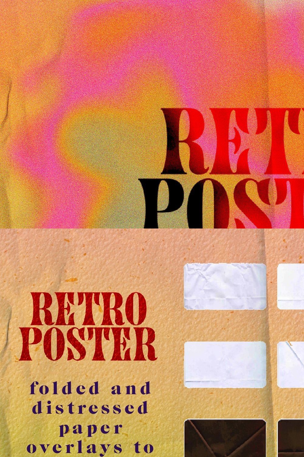 Retro Poster Folded Paper & Grains pinterest preview image.