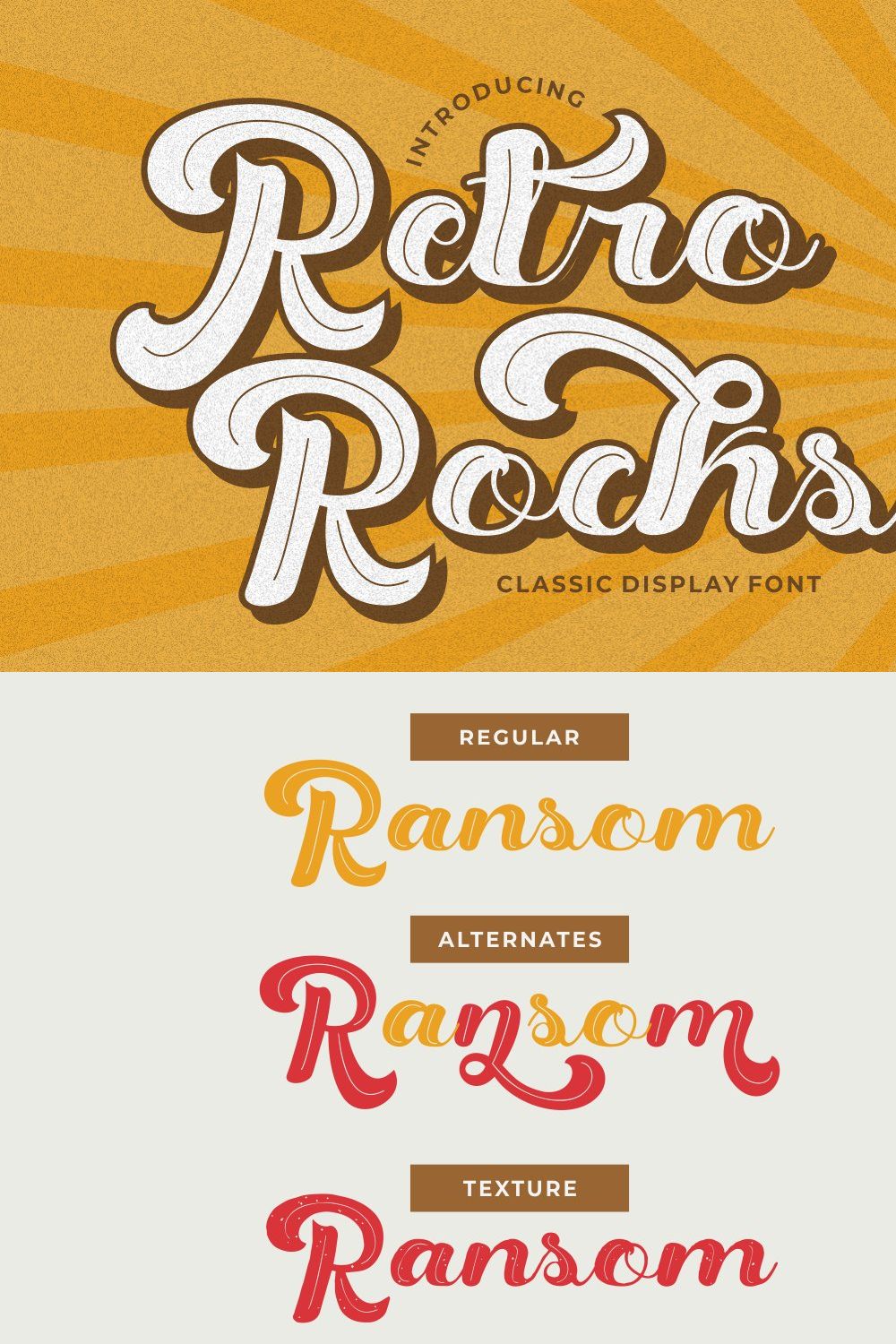 Retro Rocks - Bold Retro Script Font pinterest preview image.