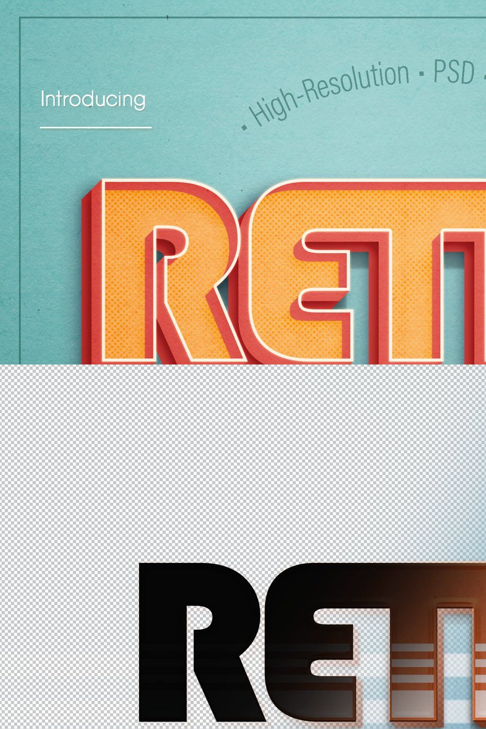 RETRO Text-Effects | Pack 01 pinterest preview image.