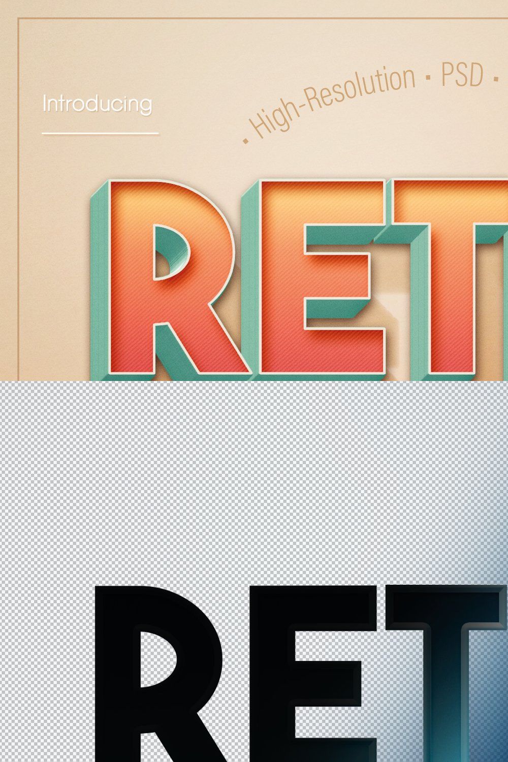 RETRO Text-Effects | Pack 03 pinterest preview image.